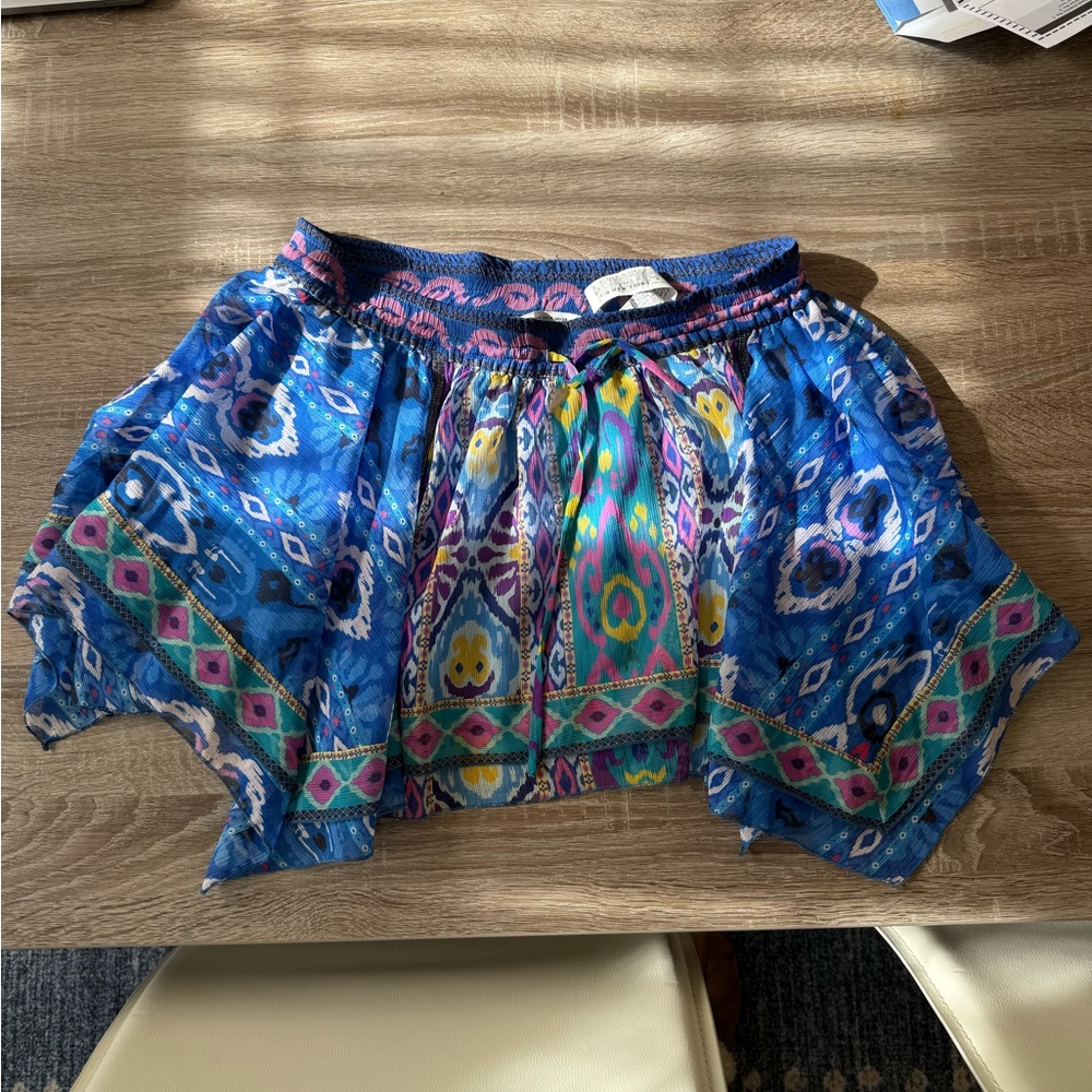 Zara Blue and Pink Patterned Mini Skirt